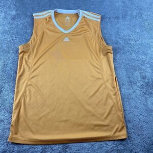 Adidas Sleeveless V-Neck Athletic Shirt Top Womens Large Orange